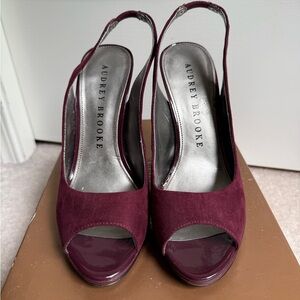 Audrey Brooke Burgundy Slingback Heels